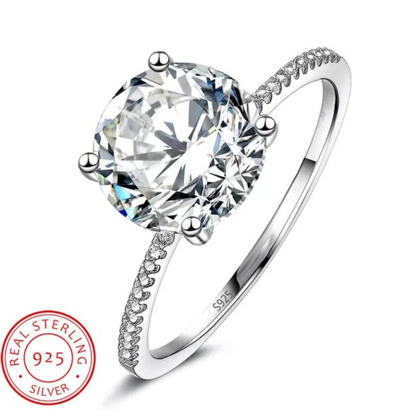 Jewelry - Luxury Sterling Silver Engagement Ring 3CT
